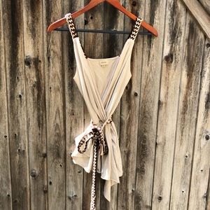 Ella Moss braided strap Grecian faux-wrap top XS